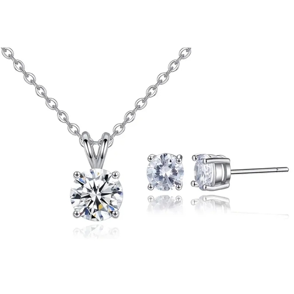 3 Carat Moissanite Necklace and 2 Carat Earring Set